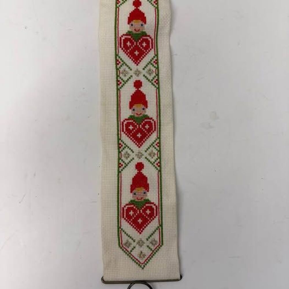Vintage Handmade Christmas Gnome Cross-Stitch